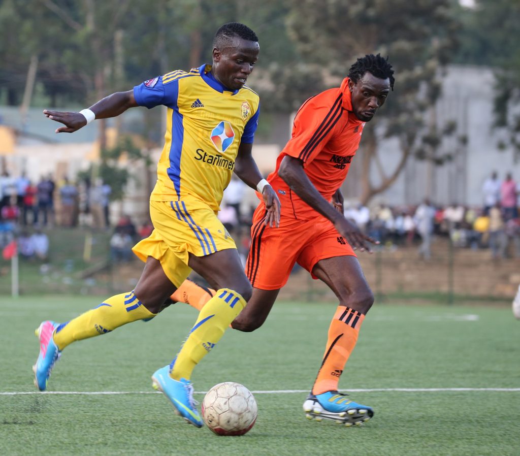 KCCA FC midfielder Paul Mucureezi (L) is the leading scorer in the 2017 FUFA Uganda Cup